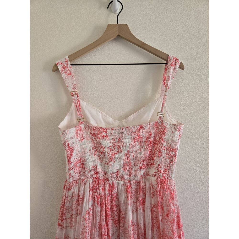 Aqua XL Floral Smocked Midi Dress White Pink Coquette Cottagecore Euro Summer - Picture 4 of 7